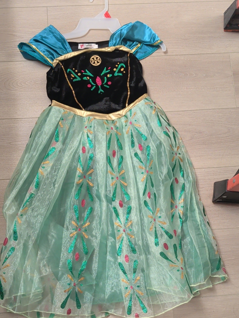 Kids Sparkle Princess Costume Dress - Aqua Green & Black
